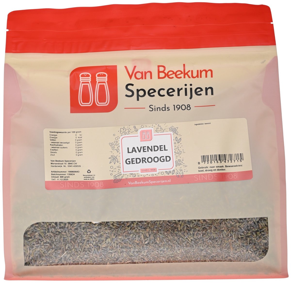 Goedkoopste Van Beekum Specerijen - Lavendel Gedroogd - 300 Gram (hersluitbare stazak