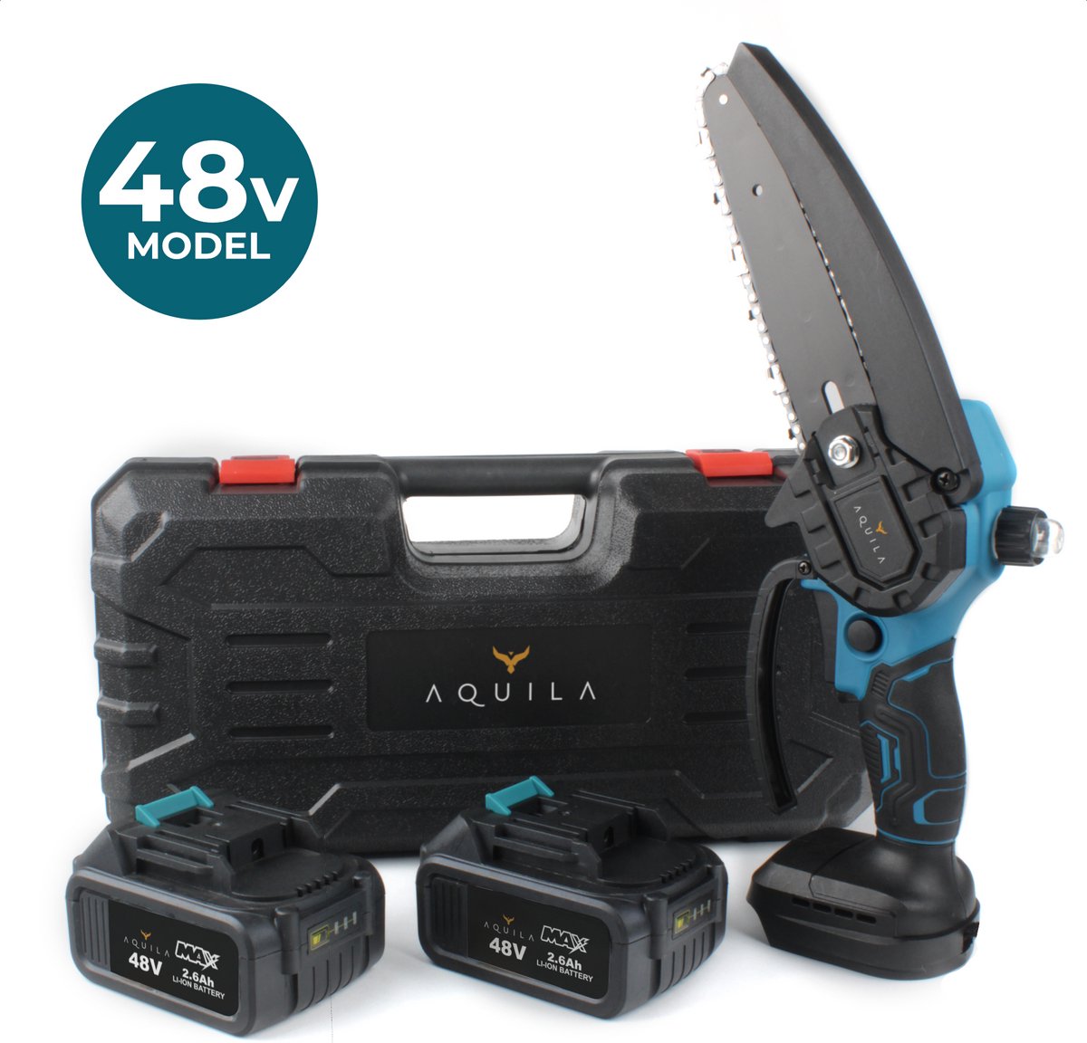 Bol.com Aquila 48V Mini Kettingzaag & Takkenzaag met Accu - 6 Inch Elektrische Snoeizaag - 650W Borstelloze Handkettingzaag & Bo... aanbieding