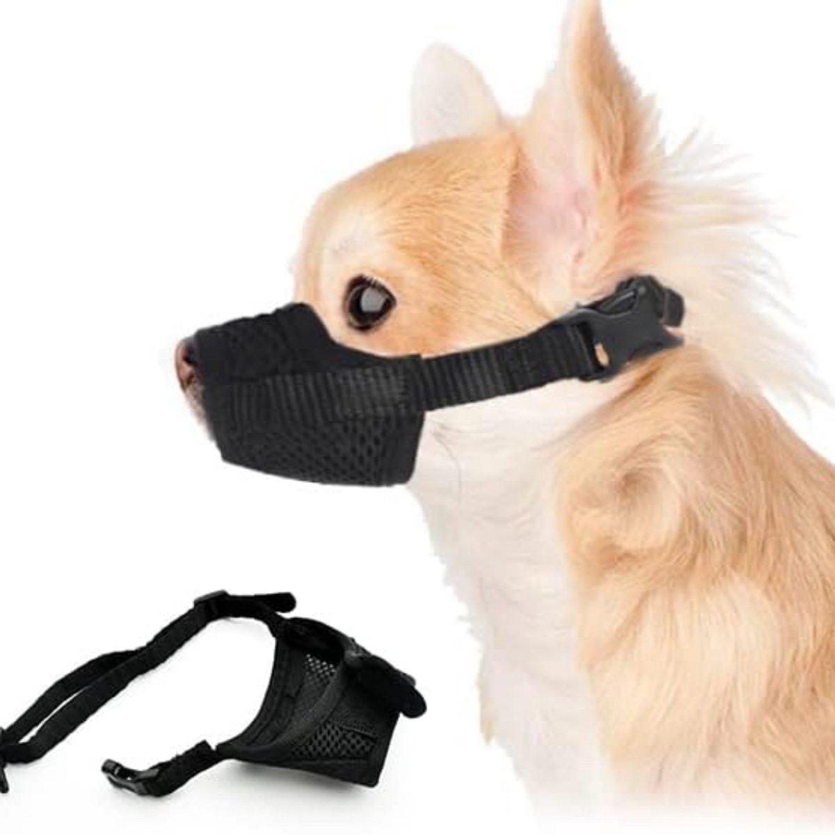 Bol.com Hondenmuilkorf voorkomt bijten en eten, blaffen en kauwen, nylon muilkorf voor kleine, middelgrote honden met ademend ga... aanbieding