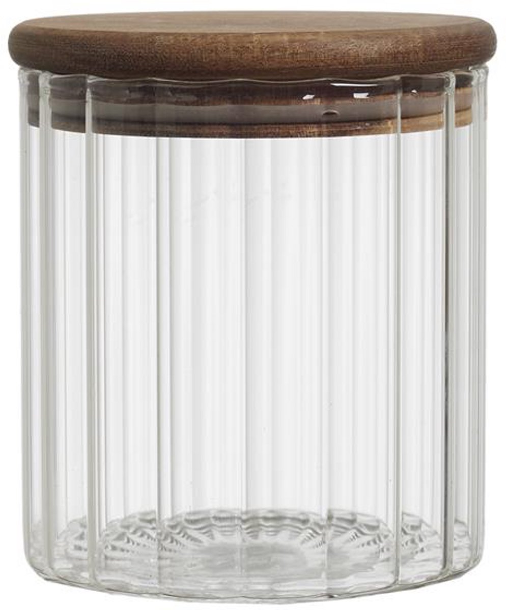 Glazen Voorraadpot met Acaciahouten Deksel Lines – 50 cl – Luchtdicht