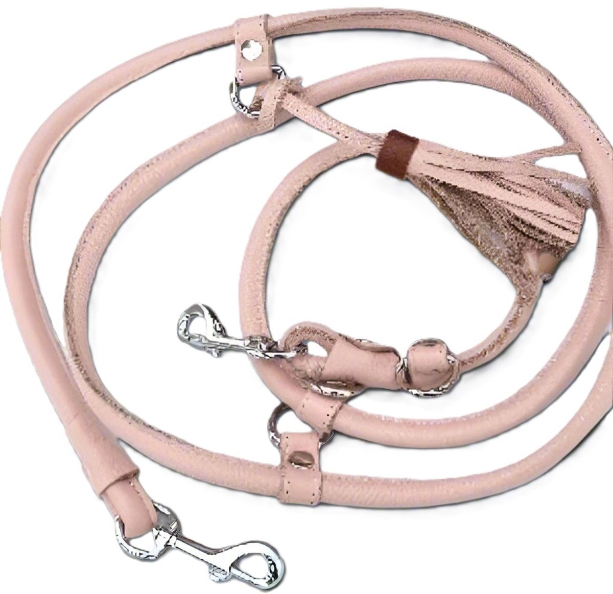 Cavlicious® verstelbare hondenleiband - trainingslijn - politielijn - rondleder - roze - 2.50M