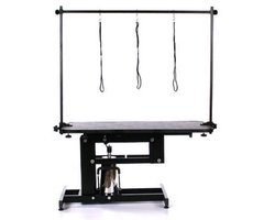 Trimtafel Hydraulisch voor Honden - Hydraulische Voetbediening - Puppy en Hond Trimmen - 2 Lussen - Dubbele Trimarm - Werkblad 106 x 60 cm - Verstelbaar 55-95 cm Hoog - Tot 80 kg