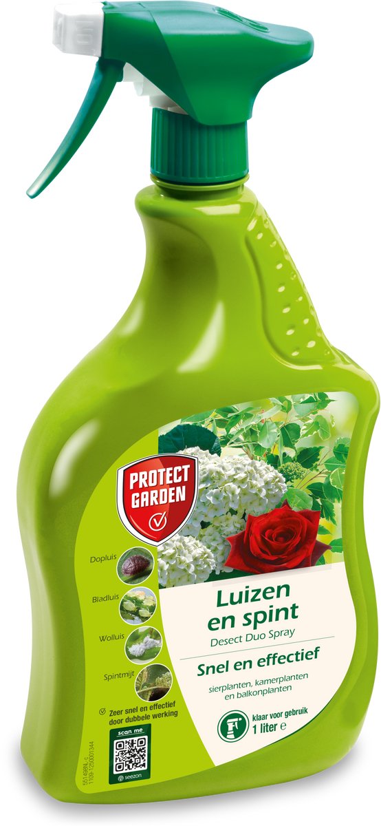 Protect Garden Desect Duo Spray, 1 L - Bestrijdingsmiddel tegen Luizen - Spint - Dopluizen - Schildluizen - Wolluizen - Witte vlieg - Bestrijden op Sierplanten, Kamerplanten en Balkonplanten - Snel Resultaat - Klaar Voor Gebruik