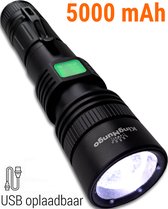 Zaklamp LED Oplaadbaar USB 5000 mAh Powerbank - Militaire Zaklamp 1200 Echte Lumen - King Mungo