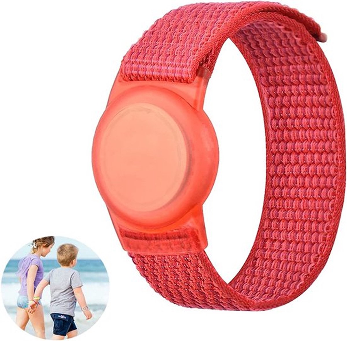 Knaak Premium Armband geschikt voor Apple AirTag - Ideaal voor Kinderen - Klittenband Sluiting - Rood