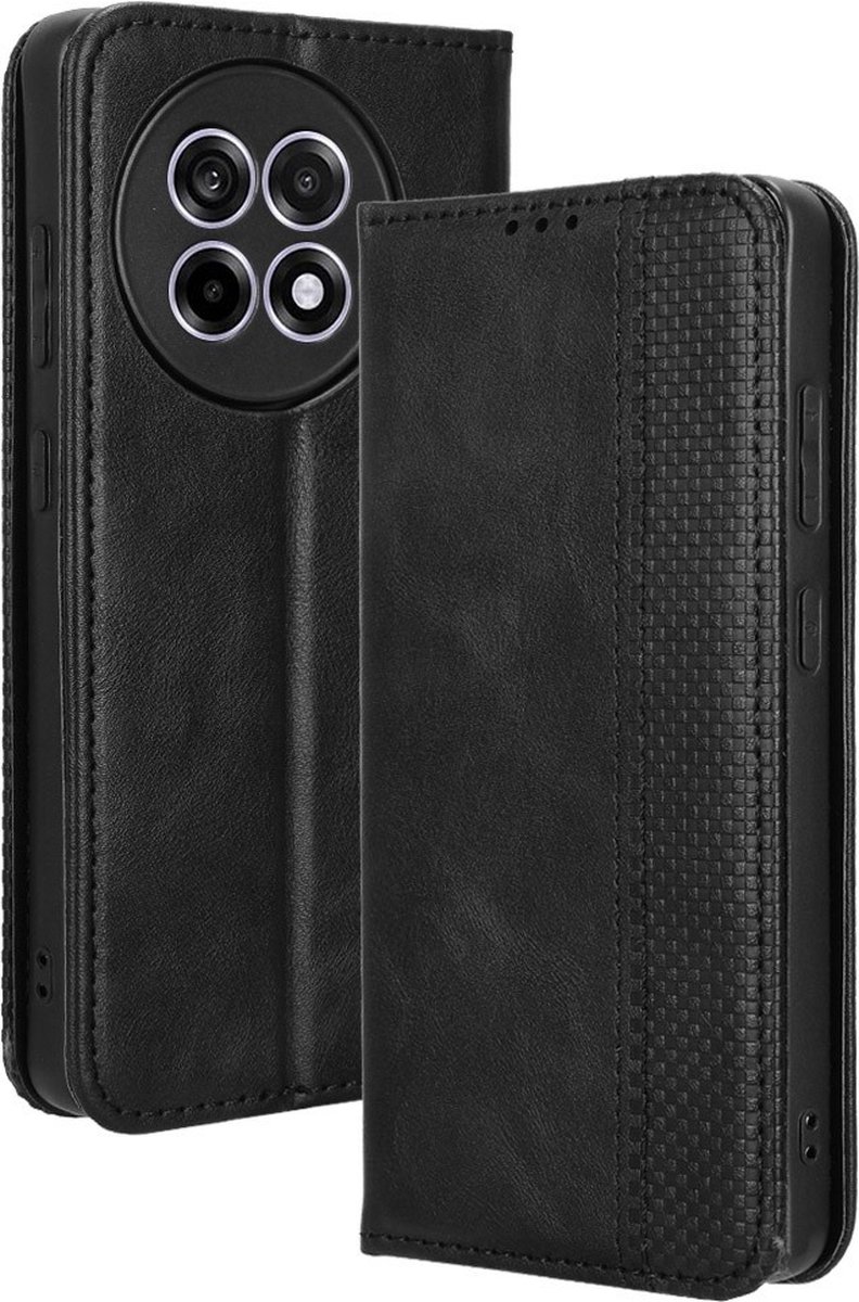 Coverup Hoesje - Geschikt voor OnePlus 13R Hoesje - Coverup Vintage Style Book Case - Zwart