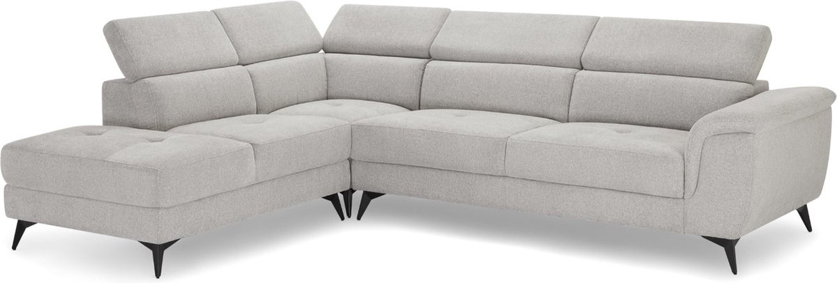 Hoekbank Links Grijs Stof - 290x95x90cm - Zitdiepte 55cm - Giga Meubel