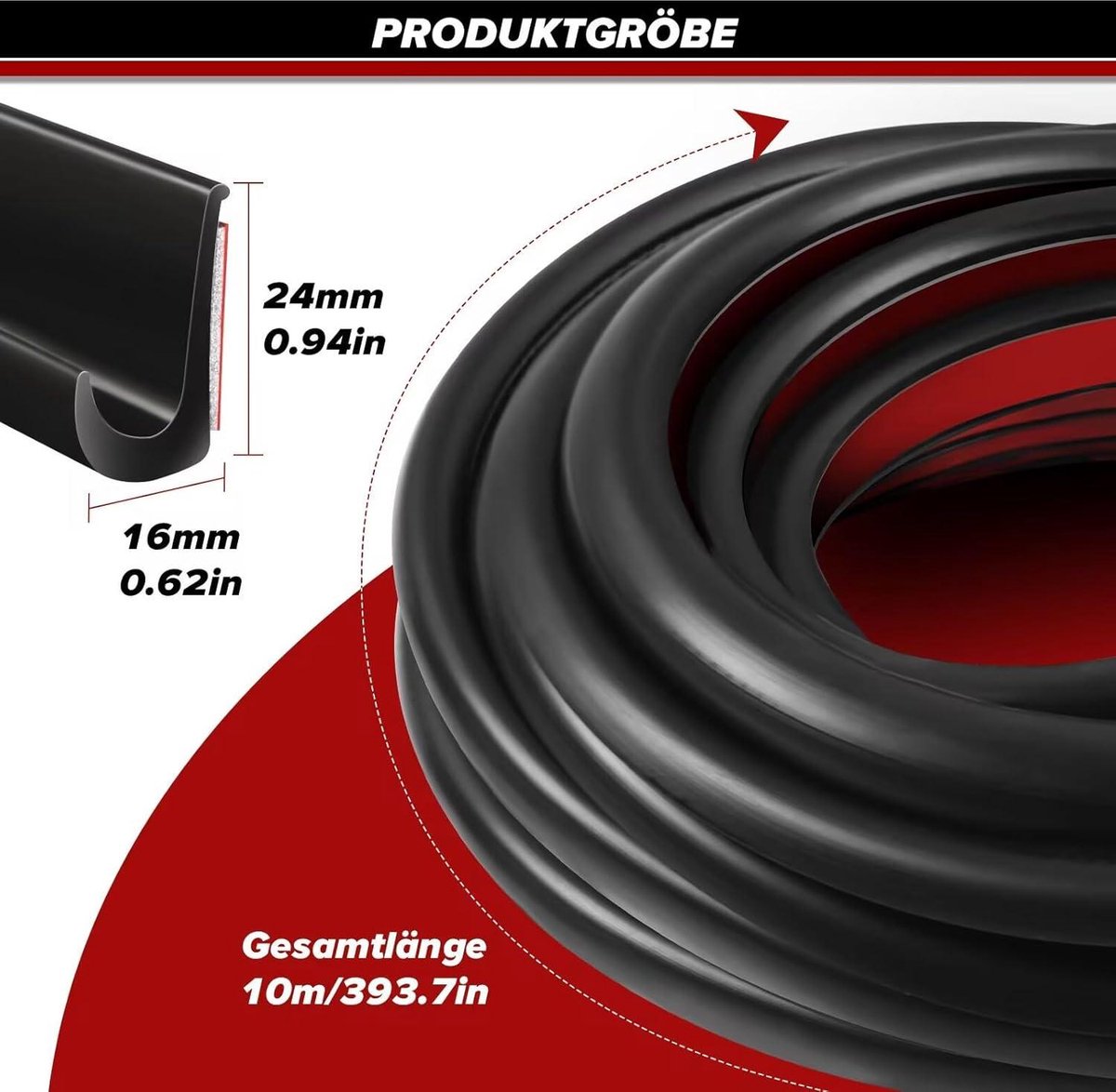 U-vormige Autodeurafdichting Zelfklevend Zwart - 10 Meter X 28 Cm Regengoot Voor Rv S Dak Regenomleidingsstrips Caravans Voertuigen Bestelwagens