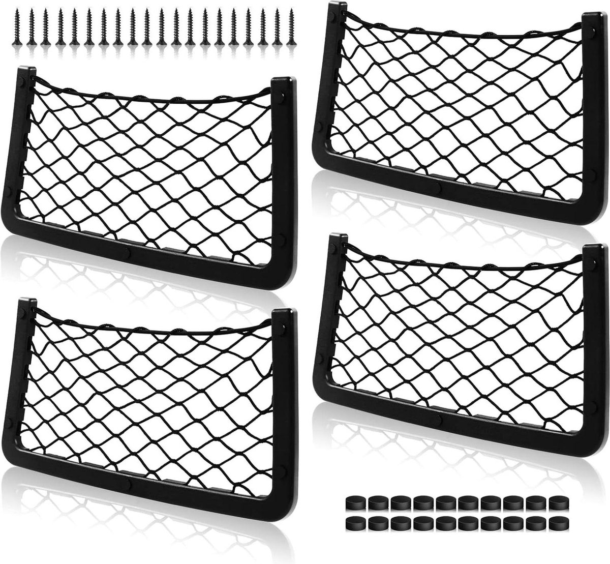Image of 4 stuks bagagenet 36 x 18 cm - auto-opbergnet met haken en schroeven - voor T4 T5 T6 camper caravan vrachtwagen bestelwagen .