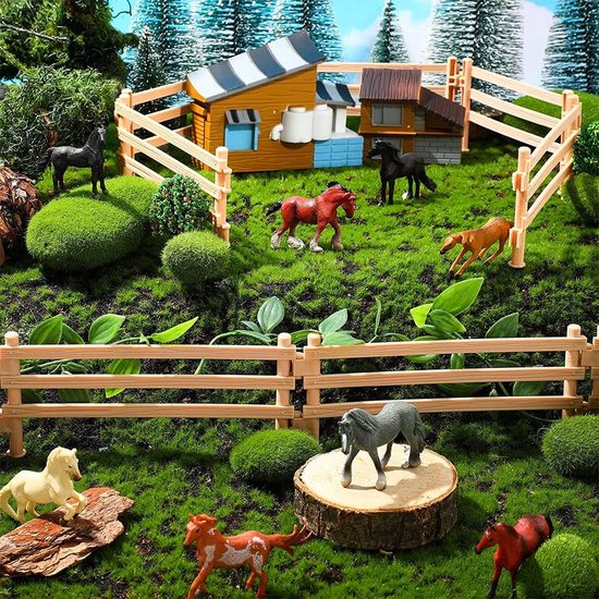 Accessoires Playset, 40 Stuks Mini Plastic Hek Speelgoed Hek Feeën Micro Landschap Decoratie Miniatuur Hek Paarden Plastic Speelgoed Schuur Boerderij Stal Boerderij Boerderij Bord