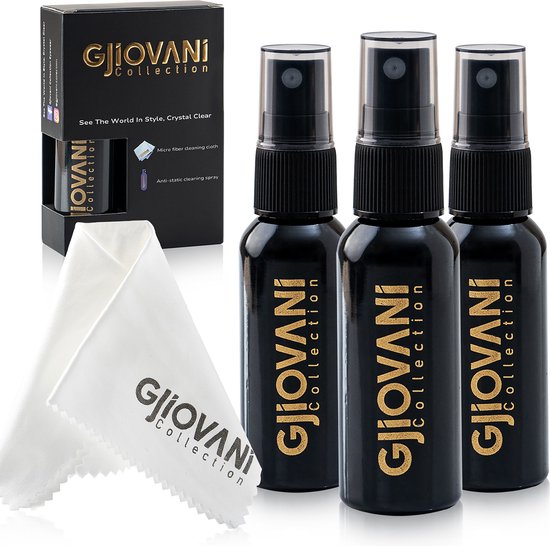 Gjiovani - Brillenreiniger Spray - 3X30ml -Microvezeldoek voor Brillen