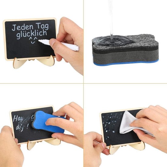 Kleine Houten ChalKboard 10-pack met standaard - Mini-krijtborden voor het schrijven