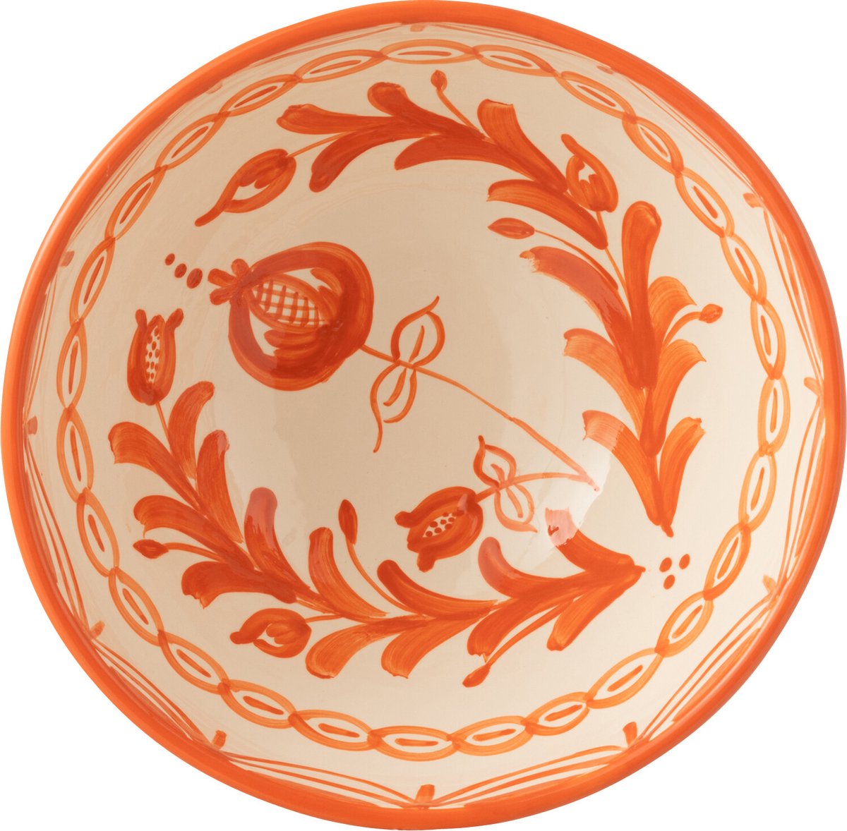 J-Line kom Granada High - keramiek - wit/oranje - large - Ø 28 cm
