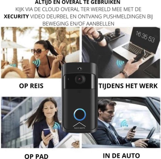 Xecurity X-One Deurbelset - HD WiFi Video Deurbel Draadloos met Camera - All Black van Xecurity — afbeelding 2
