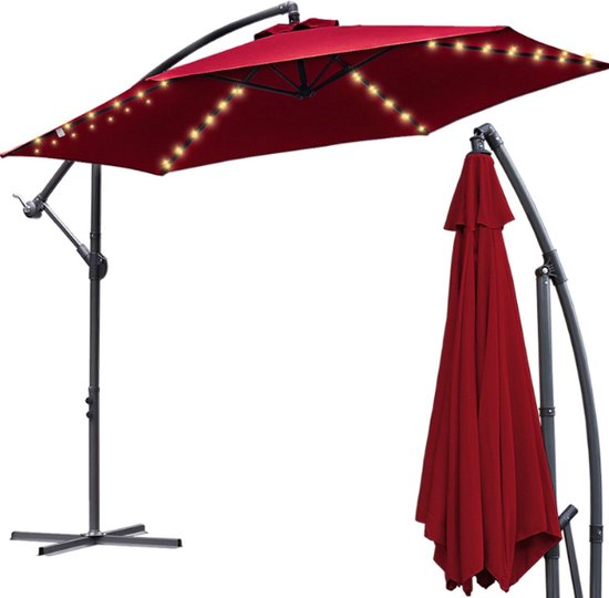 Eend blauwe LED parasol op zonne-energie met hoes