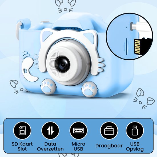 Kindercamera, dinosaurus, 2 inch display, 1080p, selfie, digitale
