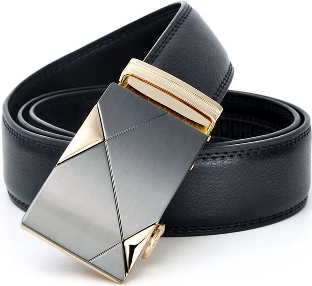 Actie4you® - Heren Riem - Leren Riem - Lederen Riem - Automatische Gesp - 130 cm – Extra Lang – Inkortbaar – Donker bruin - Gouden gesp