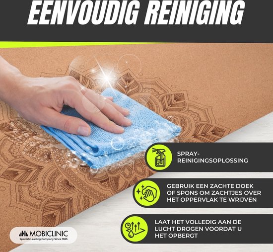 Mobiclinic EY-02 - Yogamat van kurk - Natuurlijke kurkmat - TPE - Yoga mat - Ecologisch - Antimicrobieel - Antislip - Evenwichtige demping - Inclusief draagtas - 183 x 61 x 0.4 cm van Mobiclinic — afbeelding 4