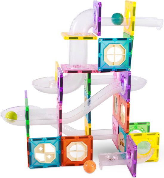 Bambini Magnetic Tiles - Magnetisch Speelgoed - Knikkerbaan - Magnetisch Speelgoed Bouwblokken - 83 Stuks - Montessori Speelgoed