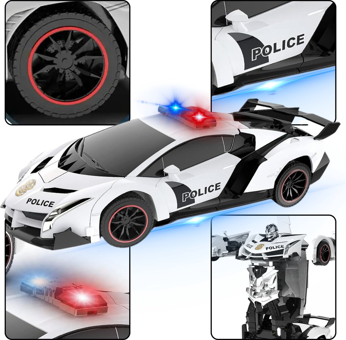 Boncy® Bestuurbare RC Auto - Transformerende Lambo Politie - Jongens Meisje Volwassenen - Robot Speelgoed Binnen Buiten - Afstandbestuurbaar Race Drift Car - Afstandsbestuurbaar Raceauto Accu - Stuntauto Bestuurbaar Elektrisch Autos Afstandsbediening — afbeelding 2