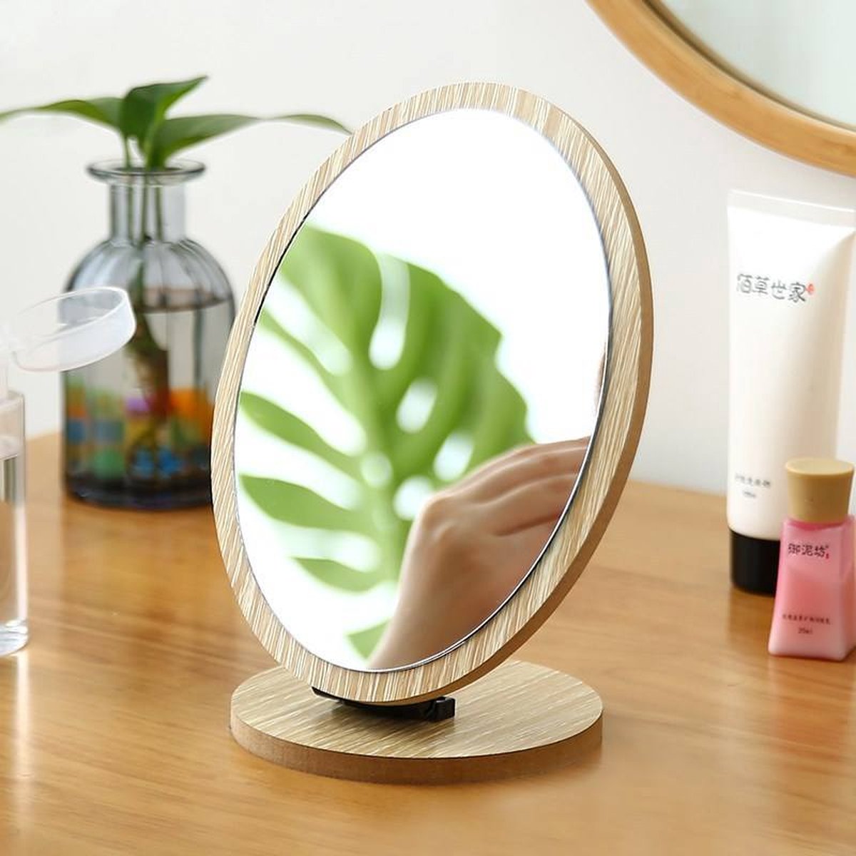 houten make-up spiegel hoek spiegel ovale make-up spiegel spiegels spiegel voor bureau draaibare spiegel ovale spiegel bedenken houten spiegel eenrichtingsspiegel