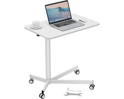 Bureautafel - Bureautafel voor Volwassenen - Bureautafel voor Computer - Computer bureau - Computer Tafel - Laptoptafel - Gaming Bureau - Gasveer - Hoogteverstelbaar - Zit-sta bureau - met wielen - Draagbaar - Rollende laptoptafel - 27.1x18.9in - Wit
