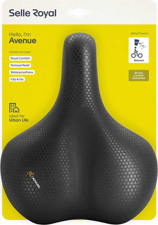 Selle Royal Avenue – Rembourrage Royalgel Extra Épais, Canal De Soulagement, Position 90°, Pour Vélo De Ville