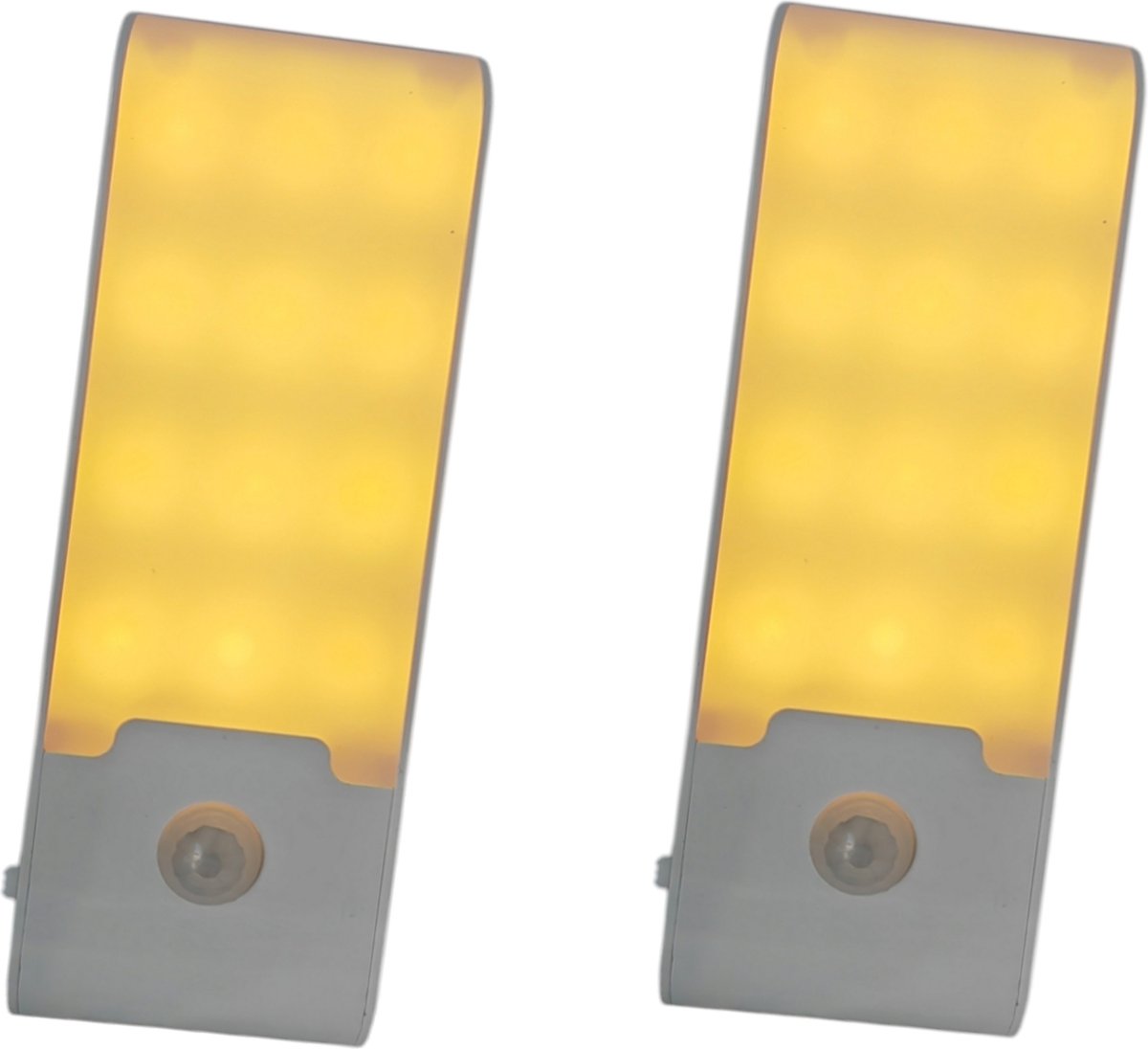 Trango Set van 2 LED Sensor Nachtlampje 11-037*2 met Bewegingsmelder Warm Wit incl. Batterij, USB Oplaadbaar & Bewegingssensor, Veiligheidslicht, Oriëntatieverlichting, Slaapmiddel Nachtlamp