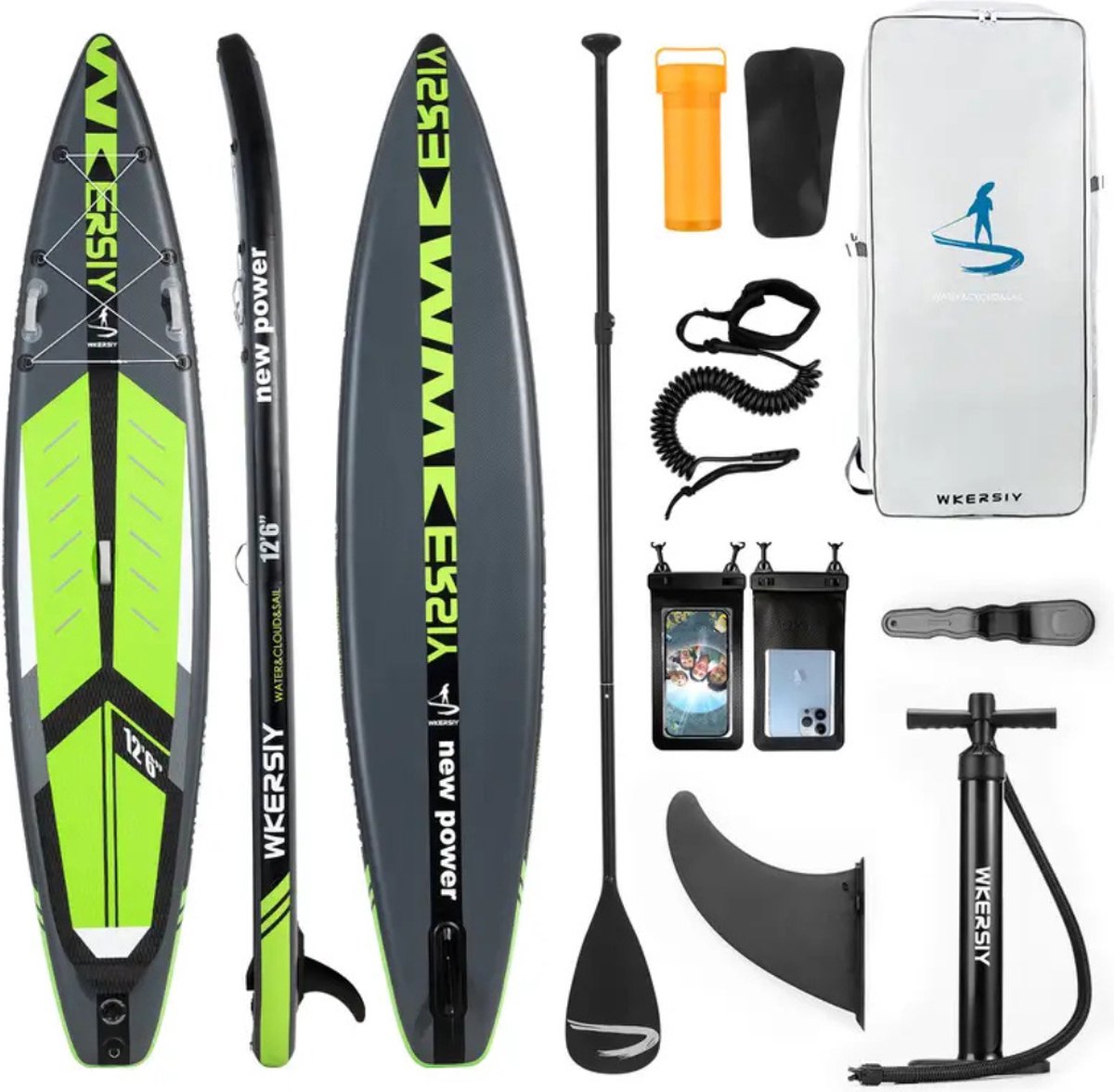 Livano Sup Board - Opblaasbaar - Supboard - Sup Boards - Paddle - Kayak - Grijs/Geel - 380cm