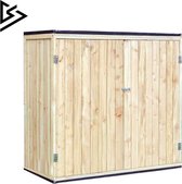 DailySupplies® Tuinkast Hout - Tuinkist - Tuinkasten voor Buiten - Tuinberging - 140x60x130cm - Licht Bruin met Zwart