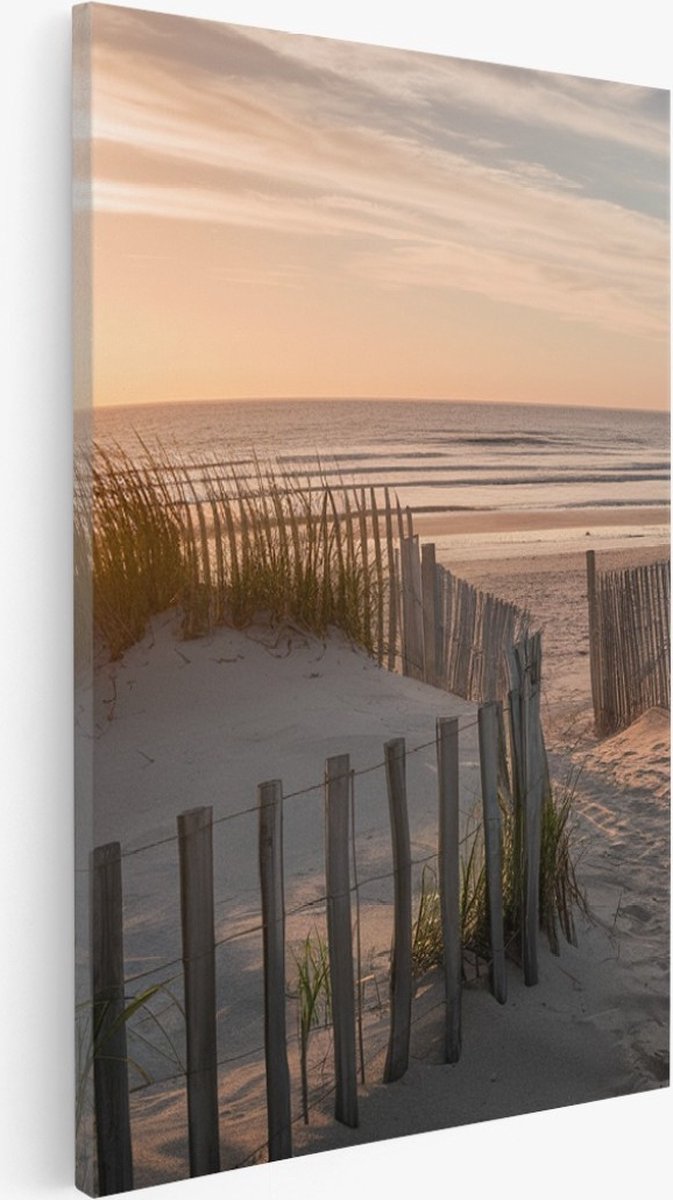 Saammp Canvas Schilderij - Zonsondergang - Strand en Zee - 40x60 - Foto op canvas - Wanddecoratie - muurdecoratie Woonkamer - Slaapkamer decoratie - Canvas Print Multicolor