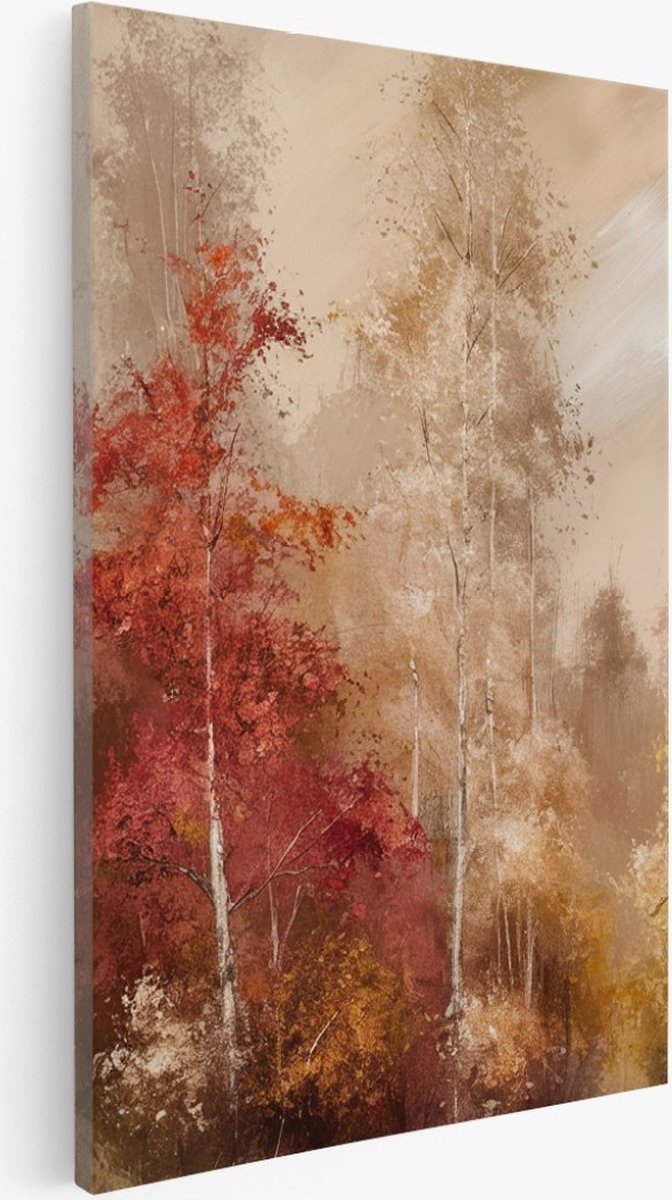 Saammp Canvas Schilderij - Abstract bos - Landschap - Natuur - 40x60 - Foto op canvas - Wanddecoratie - Muurdecoratie Woonkamer - Slaapkamer decoratie - Canvas Print Multicolor
