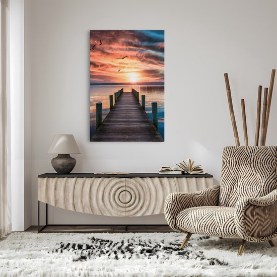 Tableau sur toile Saammp - Échafaudage avec oiseaux - Paysage - Nature - 80x120 - Photo sur toile - Décoration murale - Décoration murale Salon - Décoration chambre - Impression sur toile