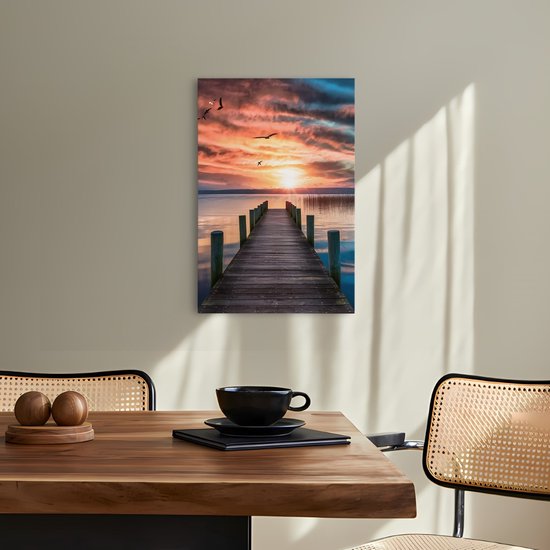 Tableau sur toile Saammp - Échafaudage avec oiseaux - Paysage - Nature - 80x120 - Photo sur toile - Décoration murale - Décoration murale Salon - Décoration chambre - Impression sur toile
