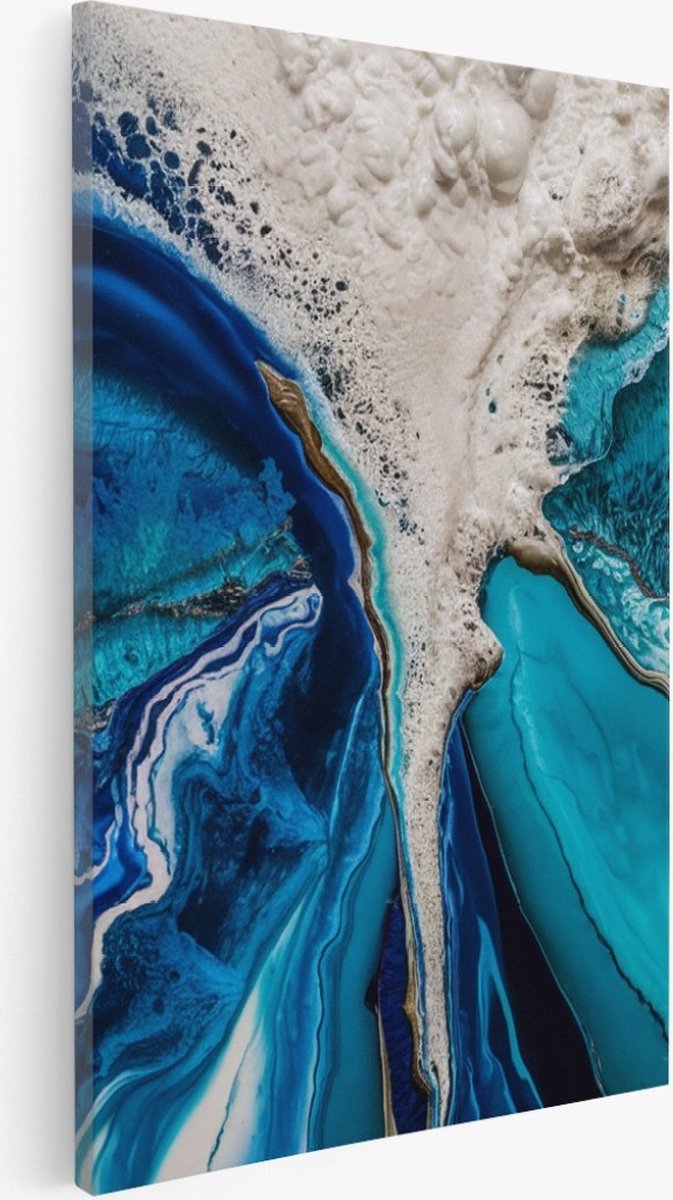 Saammp Canvas Schilderij - Turqoise - Blauw - Abstract - 40x60 - Foto op canvas - Wanddecoratie - Muurdecoratie Woonkamer - Slaapkamer decoratie - Canvas Print Multicolor