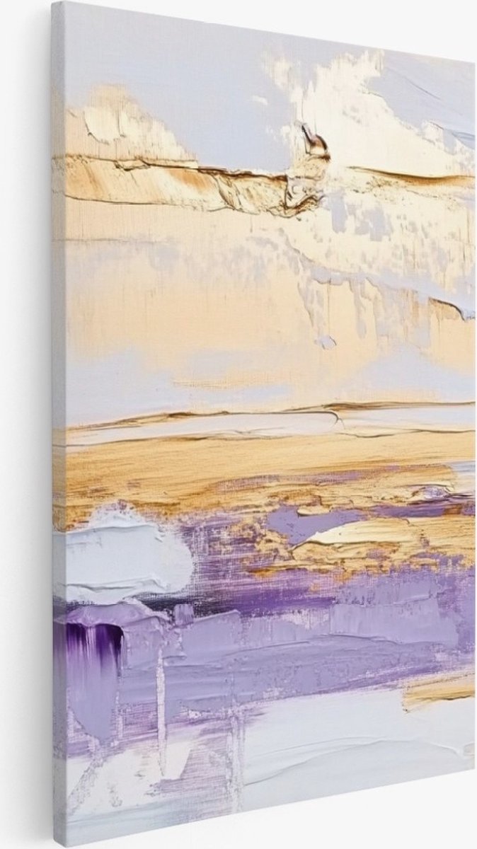 Saammp Canvas Schilderij - Paars Goud - Abstracte Stijl - 40x60 - Foto op canvas - Wanddec