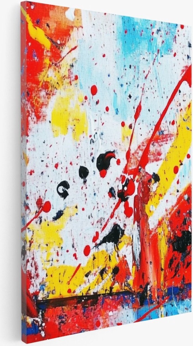 Saammp Canvas Schilderij - Explosie van verfdruppels - Abstracte wanddecoratie- 60x90 - Foto op canvas - Wanddecoratie - Muurdecoratie Woonkamer - Kantoor Decoratie Multicolor