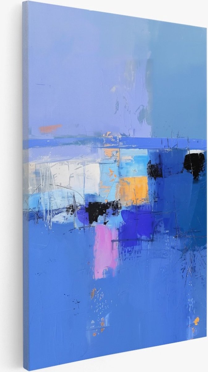 Saammp Canvas Schilderij - Abstract - Blauw - Kleurrijk - 60x90 - Foto op canvas - Wanddecoratie - Muurdecoratie Woonkamer - Slaapkamer decoratie - Canvas Print Multicolor