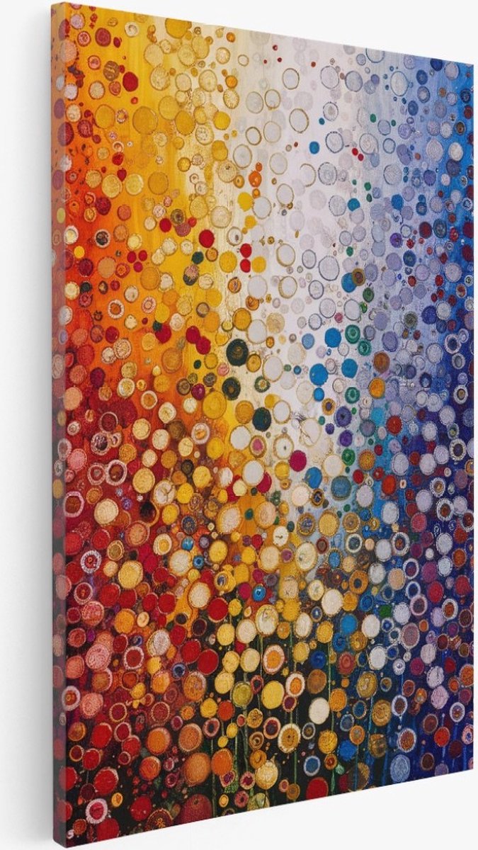 Saammp Canvas Schilderij - Kleurrijk - Bloemen - Abstract - 80x120 - Foto op canvas - Wanddecoratie - Muurdecoratie Woonkamer - Kantoor Decoratie Multicolor