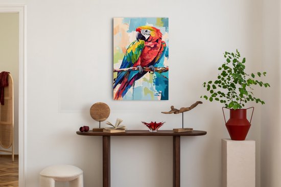 Saammp - Peinture sur toile - Perroquet abstrait sur branche - Nature - Animaux - 80x120 - Photo sur toile - Décoration murale - Décoration murale Décoration murale salon - Décoration chambre - Impression sur toile