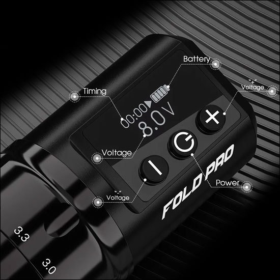 Foto: Dragonhawk mast fold pro combipakket zwart rotary tattoo machine