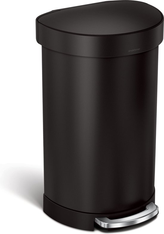 Simplehuman - Prullenbak Liner Pocket Half Rond 45 liter - Zwart - Roestvast Staal