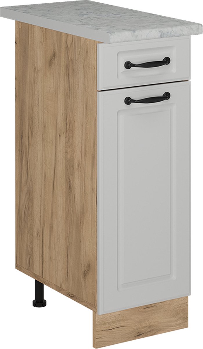 Vicco R-Line Keukenonderkast – 30 cm WB Marmer Wit Landhuis Wit landelijk/Goudkleurig Eiken