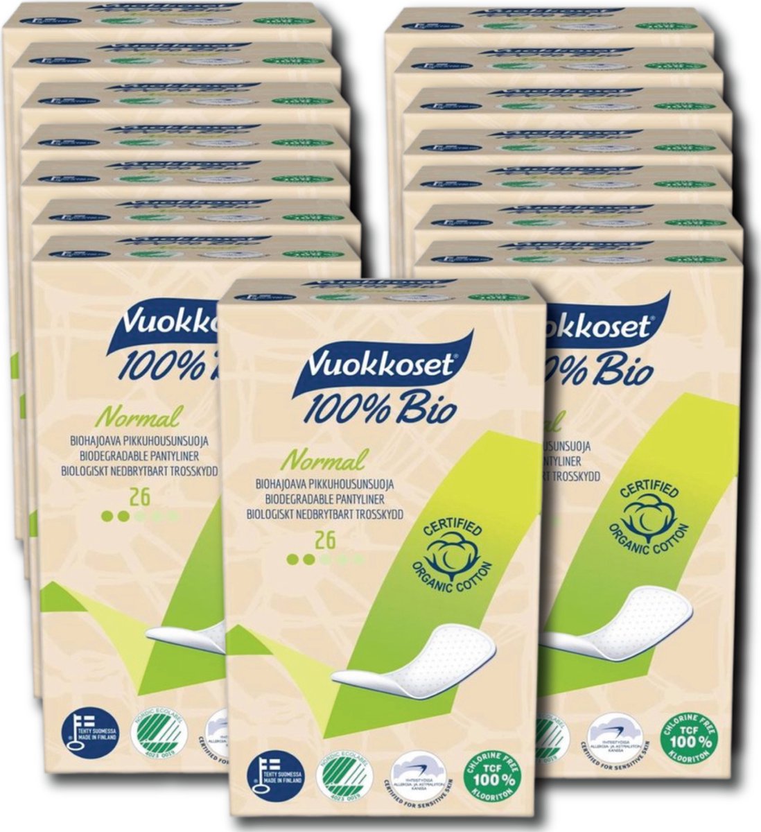 Goedkoopste Vuokkoset Bio Inlegkruisjes - 100 Biologisch - Chloorvrij - Ultra Zacht - Vegan - Nordic Swan Eco Label