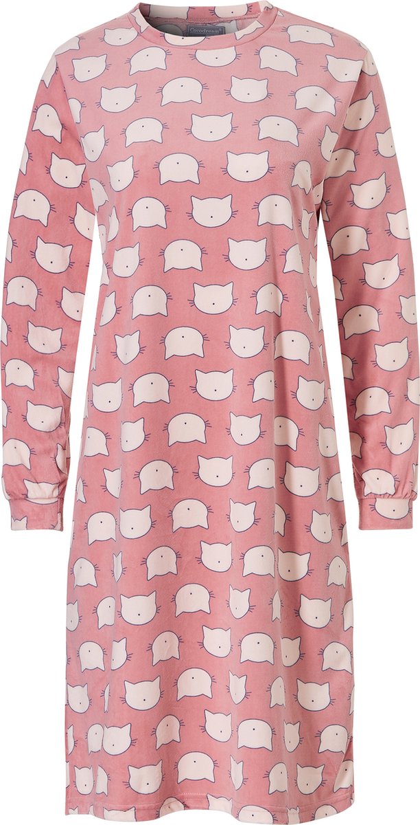 Cocodream Quality Cocodream Dames Velours Nachthemd Lange Mouw Roze