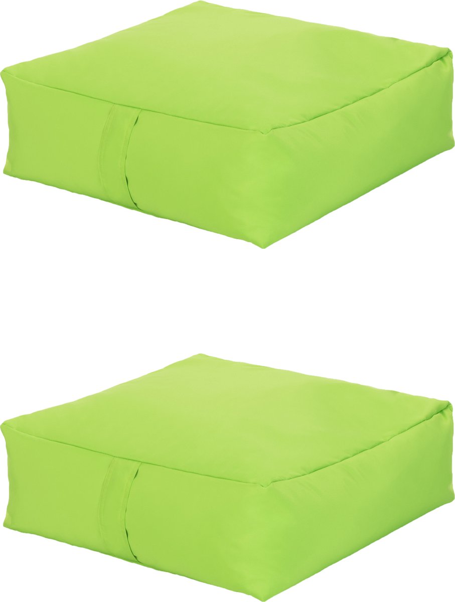 Zitkussen met vierkant patroon in neutrale kleuren, geschikt voor binnen en buiten, 60x60 cm.