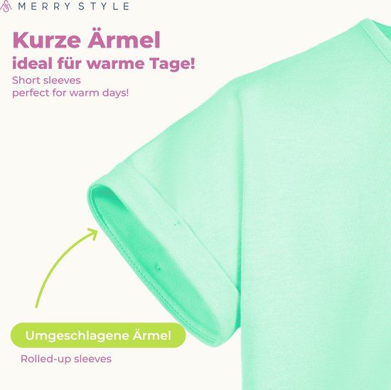 Merry Style Meisjes T-shirts Sport – Meisjes Crop – Gym – Yoga – Hardlopen – Mintgroen – 140 - MS-MS10-468-BL