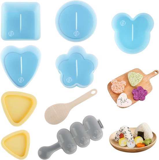 Onigiri-vorm, 2 stuks, 6-in-1 sushi-vorm, grote capaciteit, onigiri
