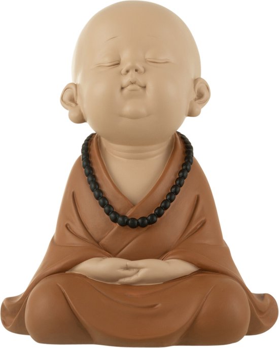 J-Line figurine Moine Zen - polyrésine - marron - large$
