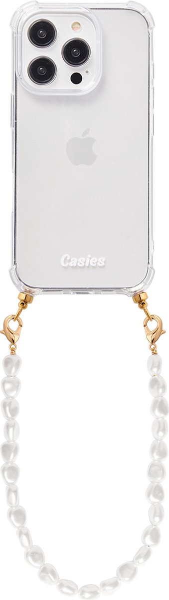 Casies hoesje geschikt voor Samsung Galaxy S25 met koord - telefoonhoesje met parelkoord - parel ketting - Cord Case Pearl